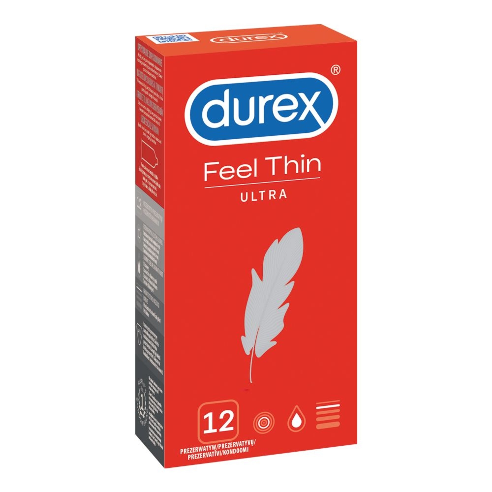 Ultracienkie Cieńkie Prezerwatywy Lateksowe Feel Thin Ultra 12 Szt. Durex