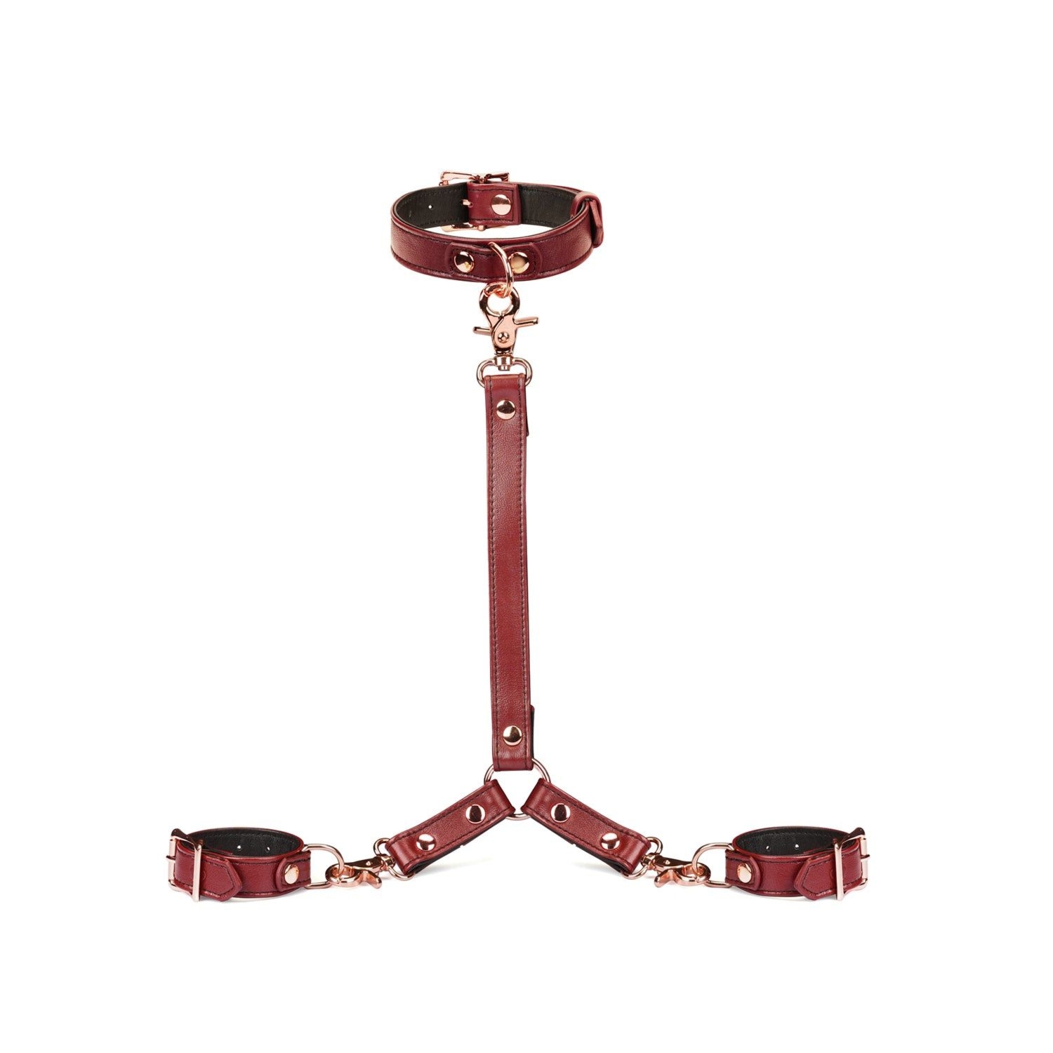 Uprząż Wine Red Collar And Wrist Restraint Harness Liebe Seele