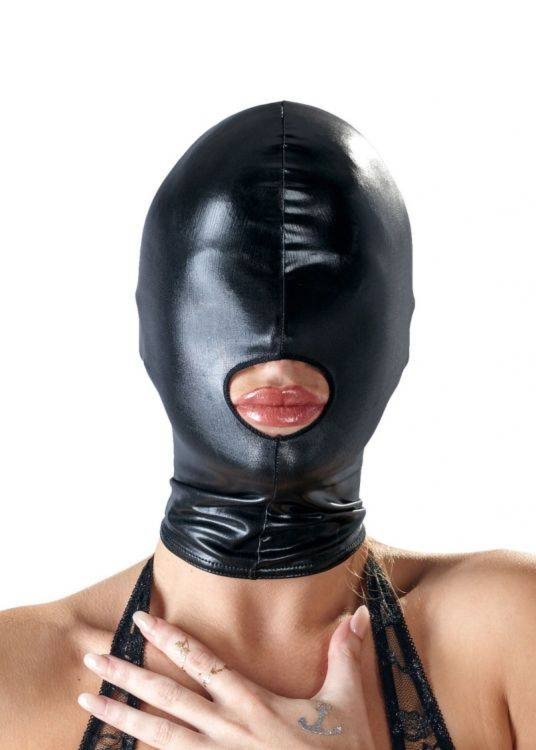 Błyszcząca Maska z Otworem na Usta Czarny