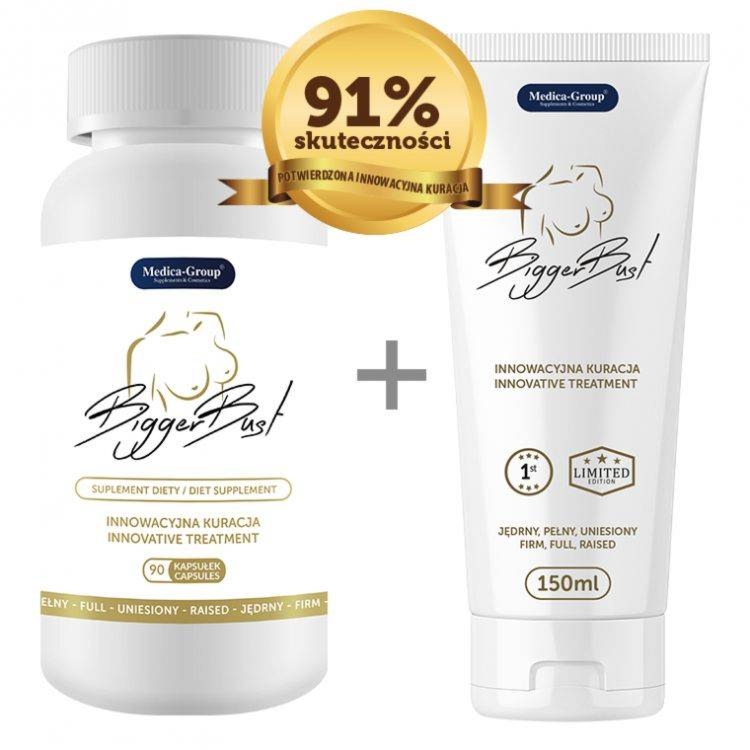 Zestaw na Powiększenie Biustu BiggerBust 90 kaps. + Żel 150ml