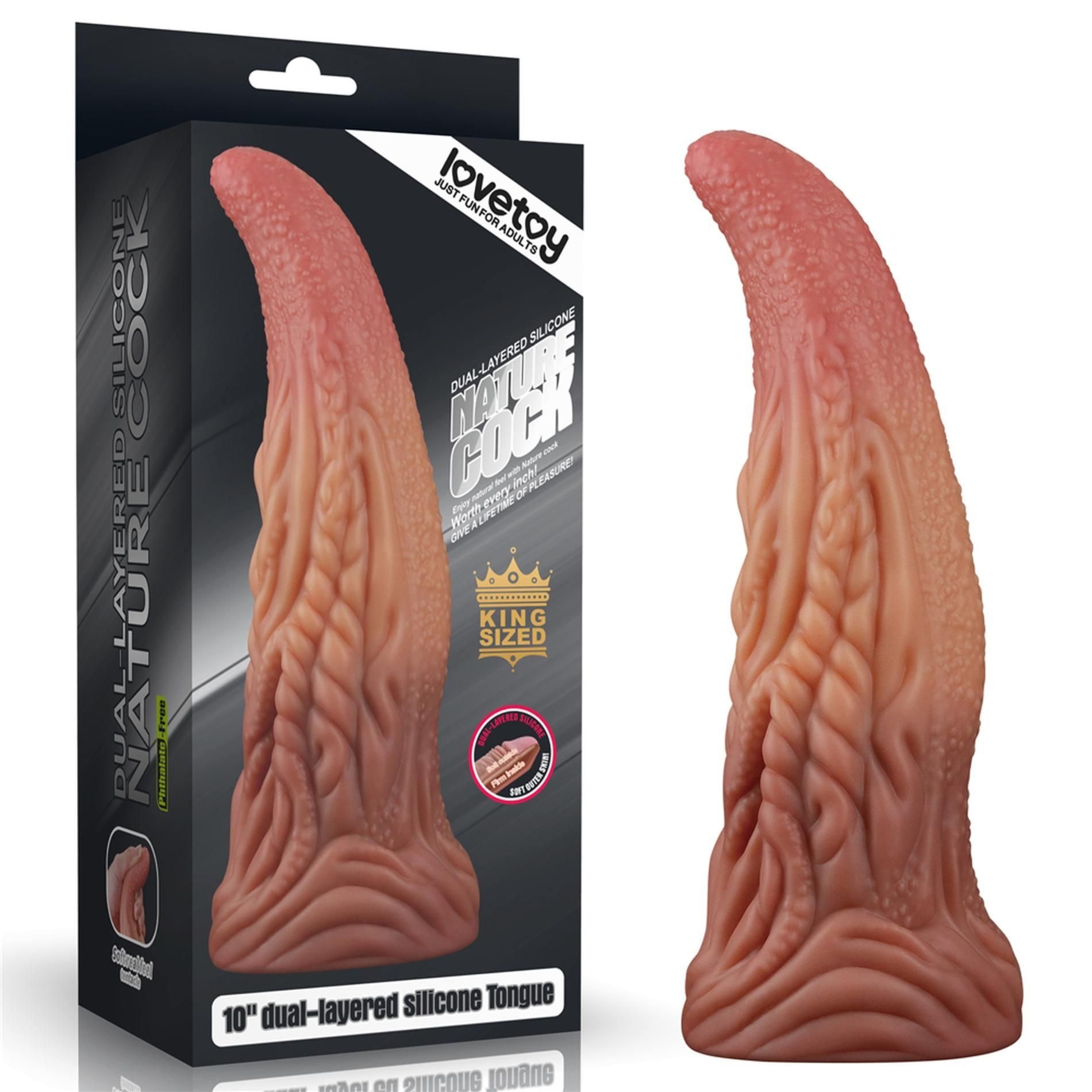 Dildo Silikonowy Dual Layered Platinum Silicone Tongue Lovetoy 25,4 Cm | 100% ORYGINAŁ