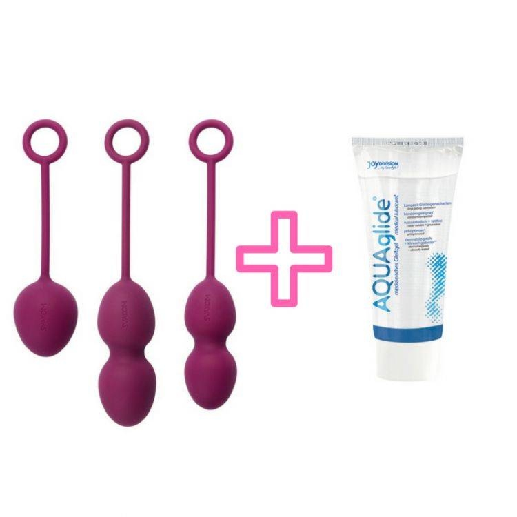 Kulki Gejszy Zestaw Nova Fioletowy + Lubrykant Aquaglide Poślizgowy Wodny 50ml