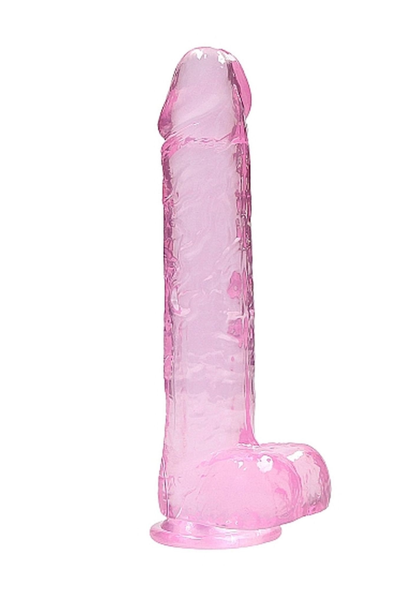 Dildo z Przyssawką i Jądrami Crystal Clear Realrock 23cm Różowy | 100% ORYGINAŁ| DYSKRETNA PRZESYŁKA
