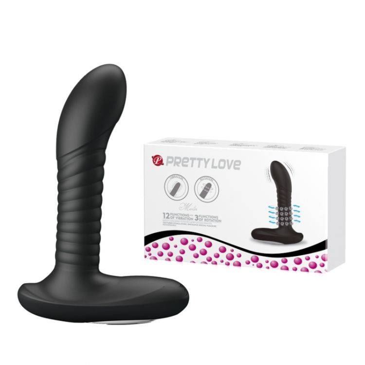 Masażer Prostaty Pretty Love Wibracje + Rotacja USB Czarny