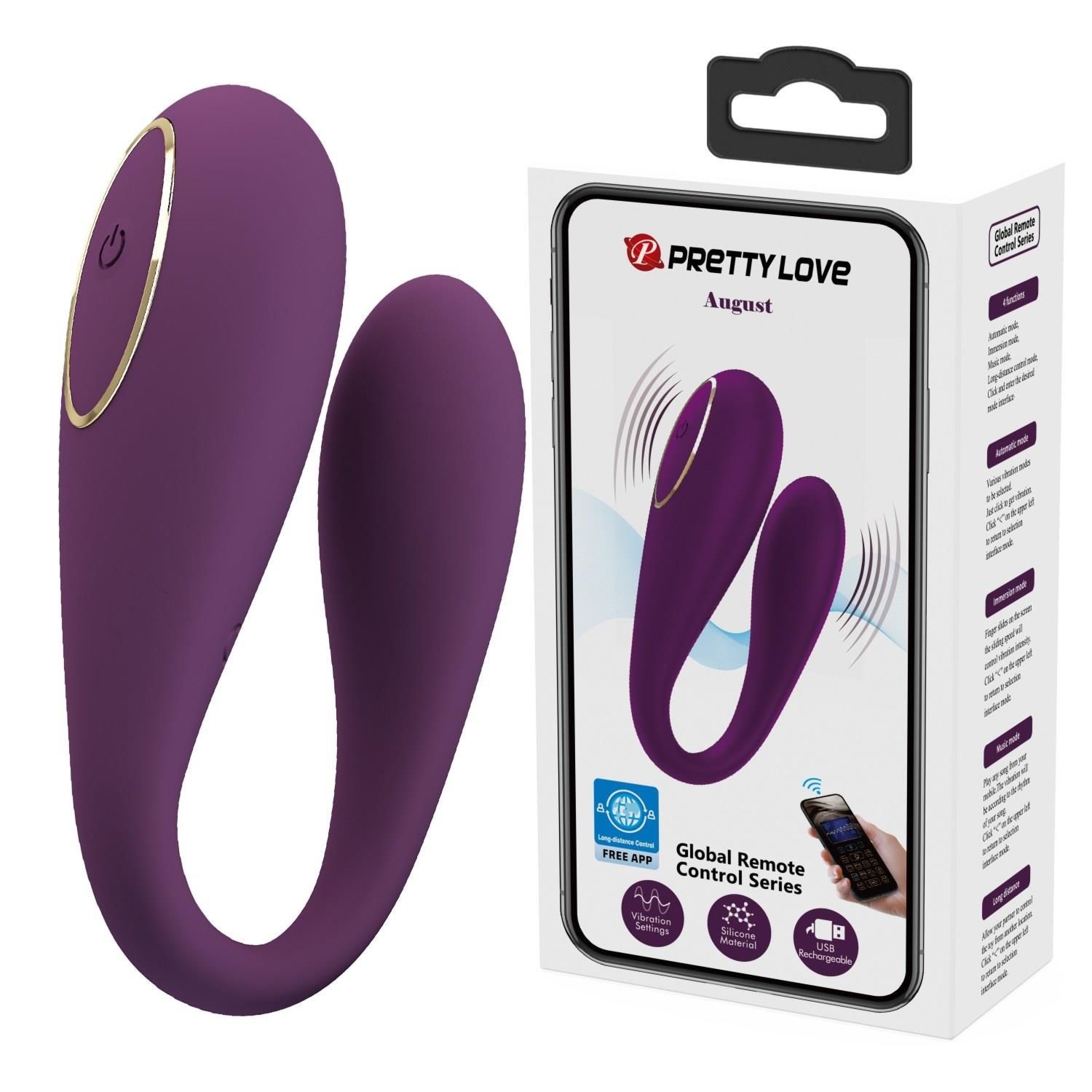 Wibrator Silikon / ABS August Pretty Love Sterowany Zdalnie Ładowany USB | 100% ORYGINAŁ| DYSKRETNA PRZESYŁKA