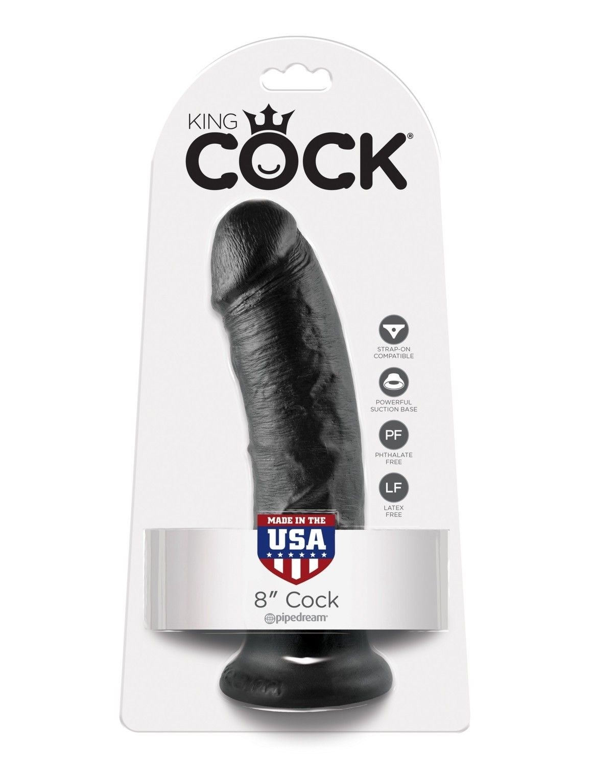 8' Cock Black Dildo Czarne 20Cm King Cock