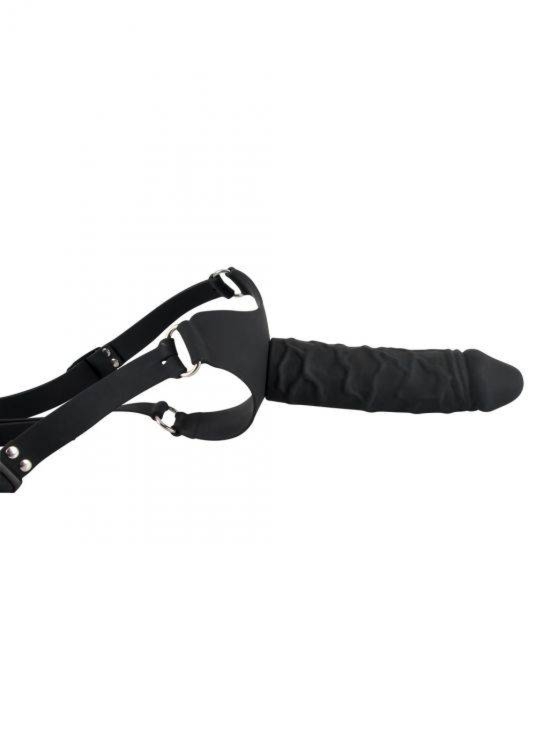 Masywne Silikonowe Dildo z Pasem Strap on Czarny