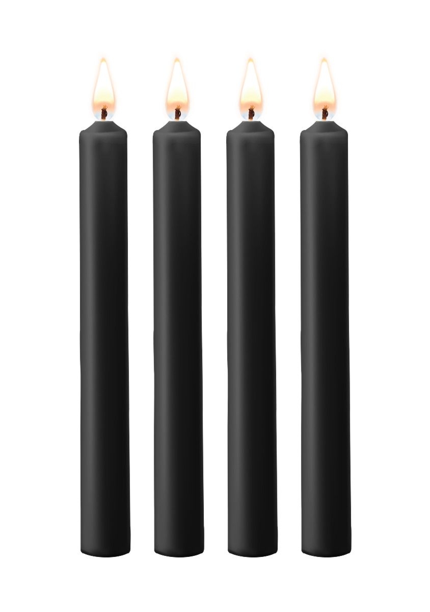 Teasing Wax Candles Large 4-Pack Black - Czarny Zestaw Długich Świec Do Bdsm Ouch! by Shots