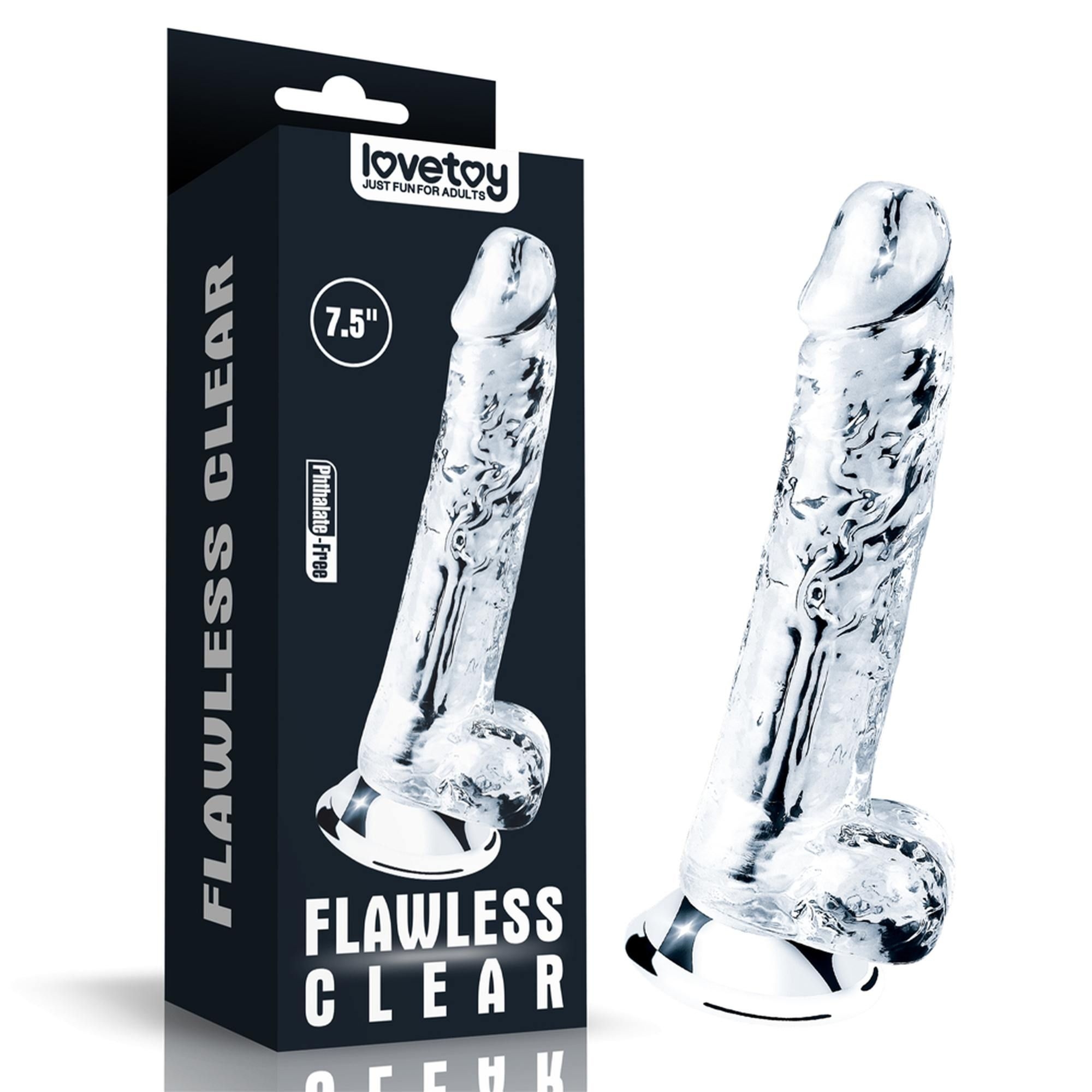 Członek na Przyssawce Flawless Clear Dildo 18cm Przeźroczysty | 100% ORYGINAŁ| DYSKRETNA PRZESYŁKA