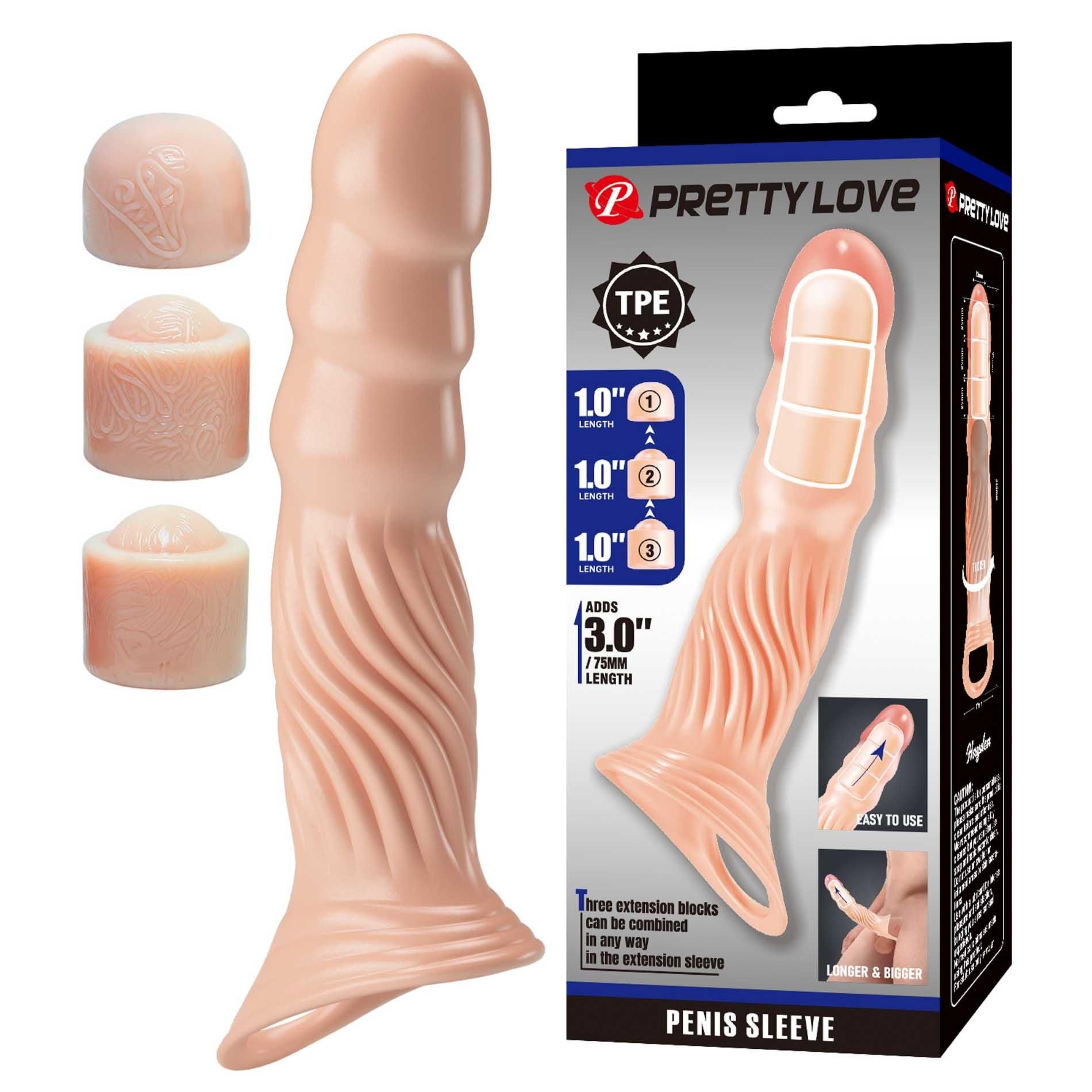 Proteza Penisa Strap-on 3.0" Adjustable Penis Sleeve Extender Pretty Love | 100% ORYGINAŁ| DYSKRETNA PRZESYŁKA