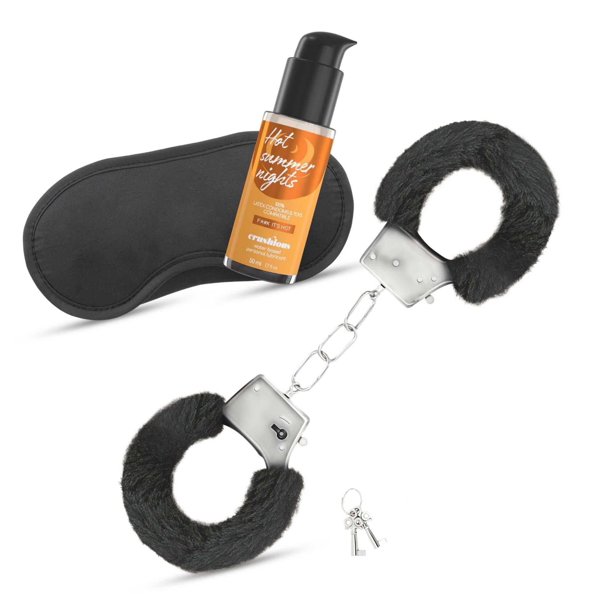 Lubrykant Wodny i Kajdanki Noir Handcuffs Set + Satin Blindfold And Warming Eff | 100% ORYGINAŁ