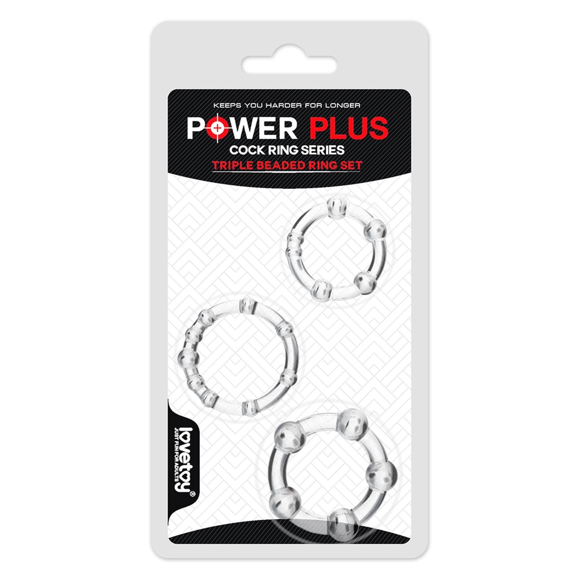 Pierścień Erekcyjny Power Plus Triple Beaded Set Lovetoy Koralikowy | 100% ORYGINAŁ| DYSKRETNA PRZESYŁKA