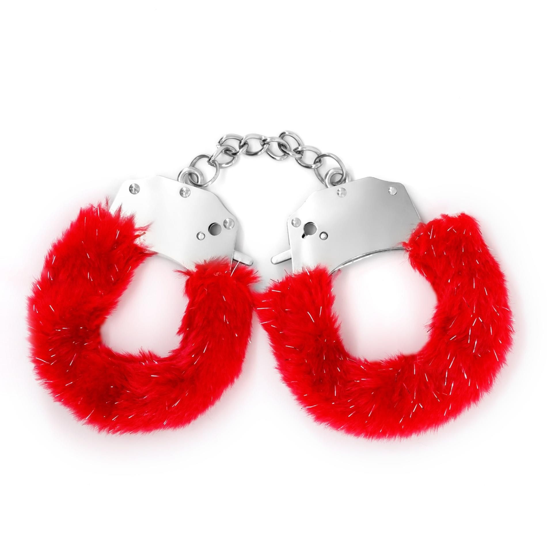 Kajdanki Bdsm Spangle Metal Cuffs With Plush Red Crushious Czerwony | 100% ORYGINAŁ