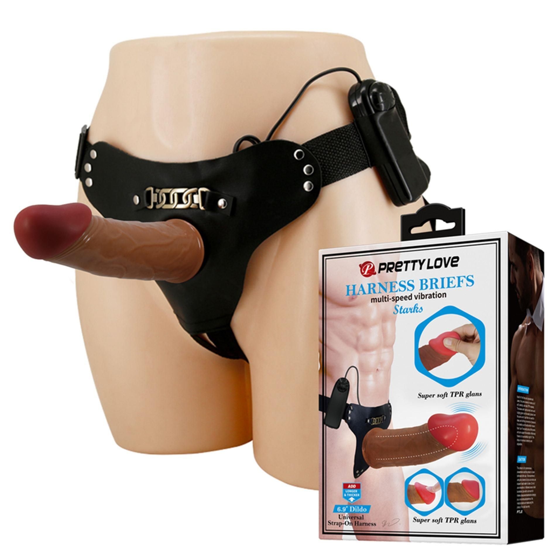 Proteza Penisa Strap-on Harness Briefs Starks Universal Strap-on Harness 6 Pretty Love Wibrujący | 100% ORYGINAŁ| DYSKRETNA PRZESYŁKA