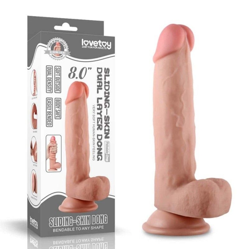 Dildo z Przyssawką i Ruchomą Skórą Lovetoy 20cm | 100% ORYGINAŁ| DYSKRETNA PRZESYŁKA