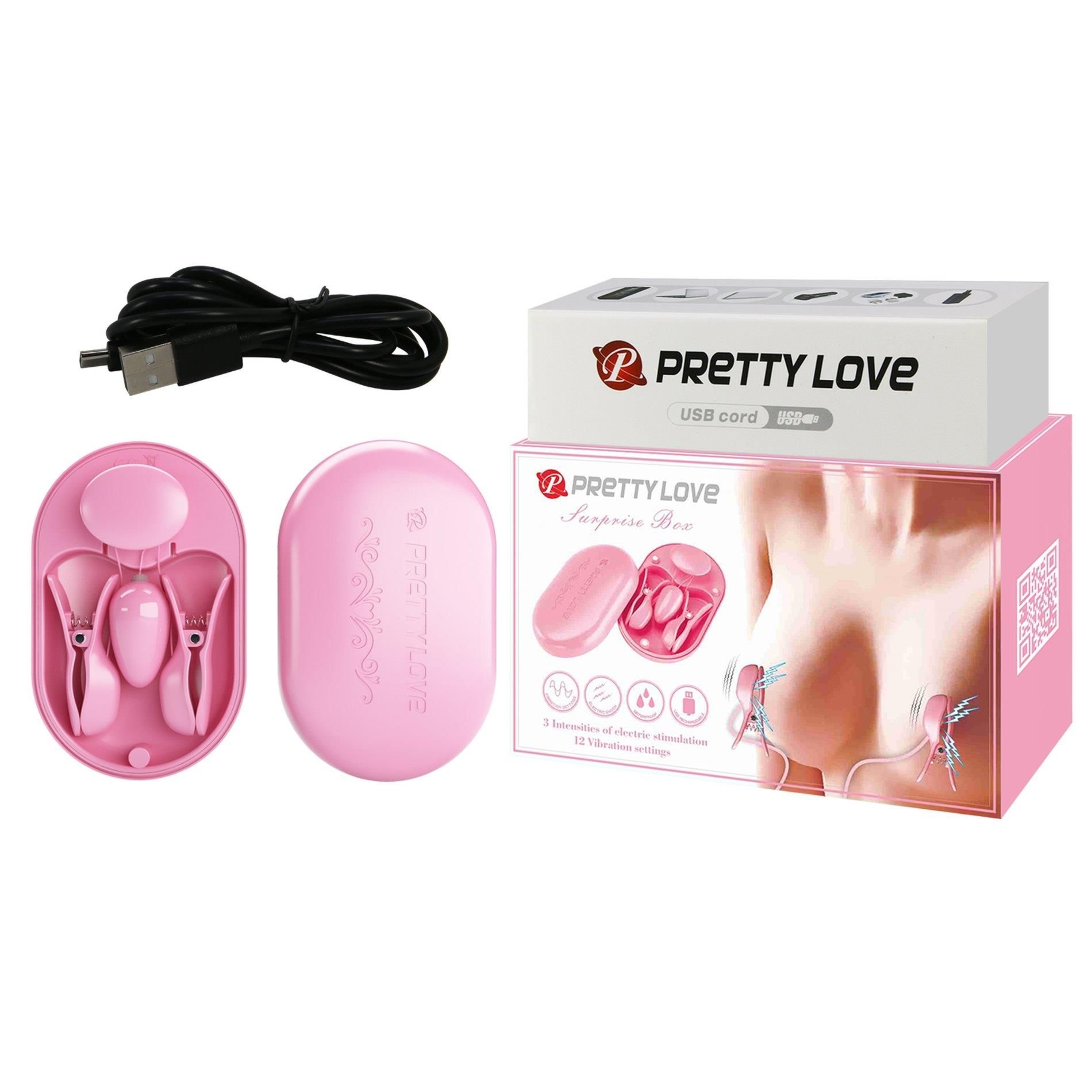 Zestaw do Elektrostymulacji Bdsm Surprise Box Pink Pretty Love 12 Trybów Wibrujący Różowy | 100% ORYGINAŁ