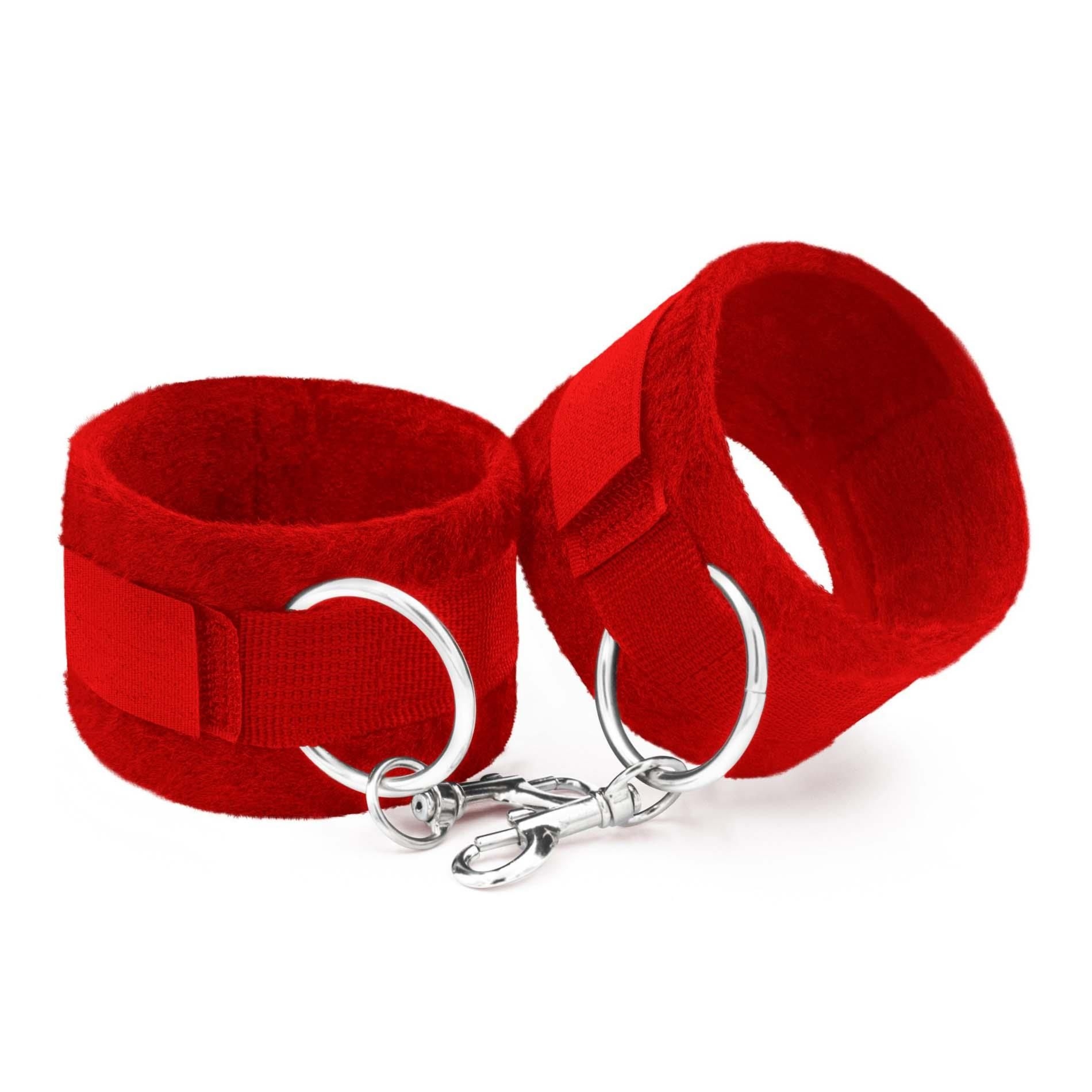 Kajdanki Bdsm Tough Love Velcro Handcuffs With Extra 40cm Chain Red Crushio | 100% ORYGINAŁ