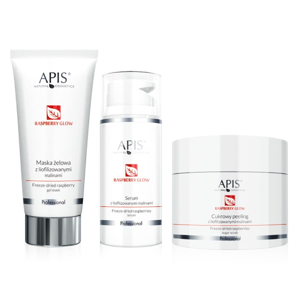 Zestaw kosmetyków z liofilizowanymi malinami Apis Raspberry Glow