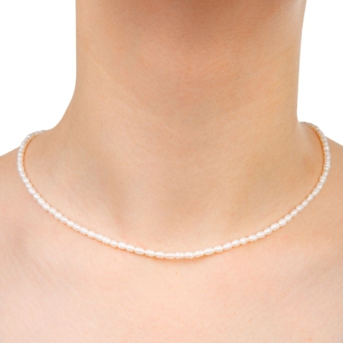 Naszyjnik z białych drobnych pereł kolia chocker
