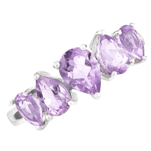 LILU Srebrny pierścionek z ametystem, delikatny 2,0 ct