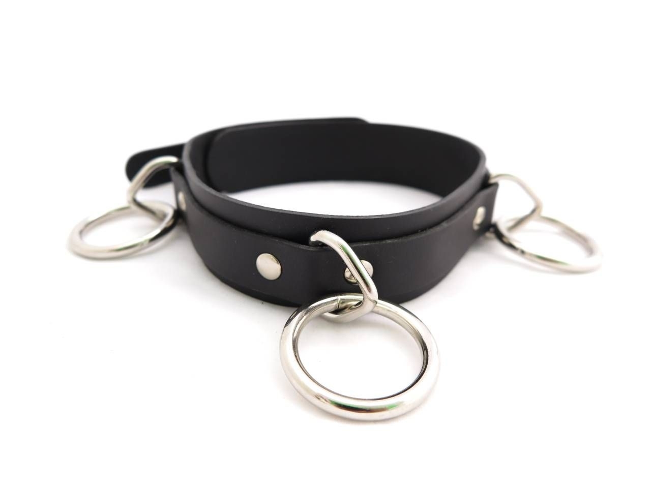 Skórzana obroża BDSM Lovely Thinkings 3-Ring Locking Slave Collar