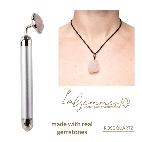 Wibrator i naszyjnik La Gemmes Lay-on Vibrator & Necklace Rose Quartz