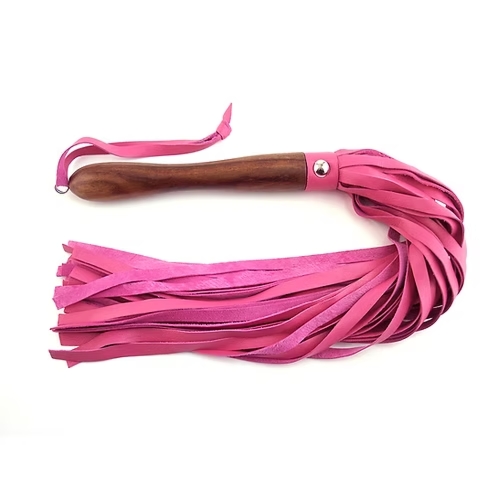 Skórzany flogger z drewnianym uchwytem Rouge Wooden Handle Leather Flogger Pink