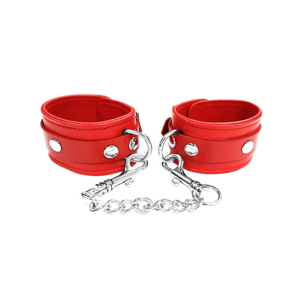 Skórzane kajdanki na ręce Rouge Leather Wrist Cuffs Red