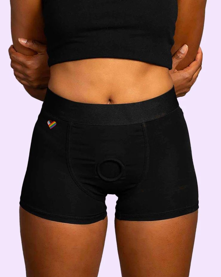 Uprząż bielizna do dildo i pakerów FTM Wet For Her RideHer Boxer Briefs O-Ring Harness