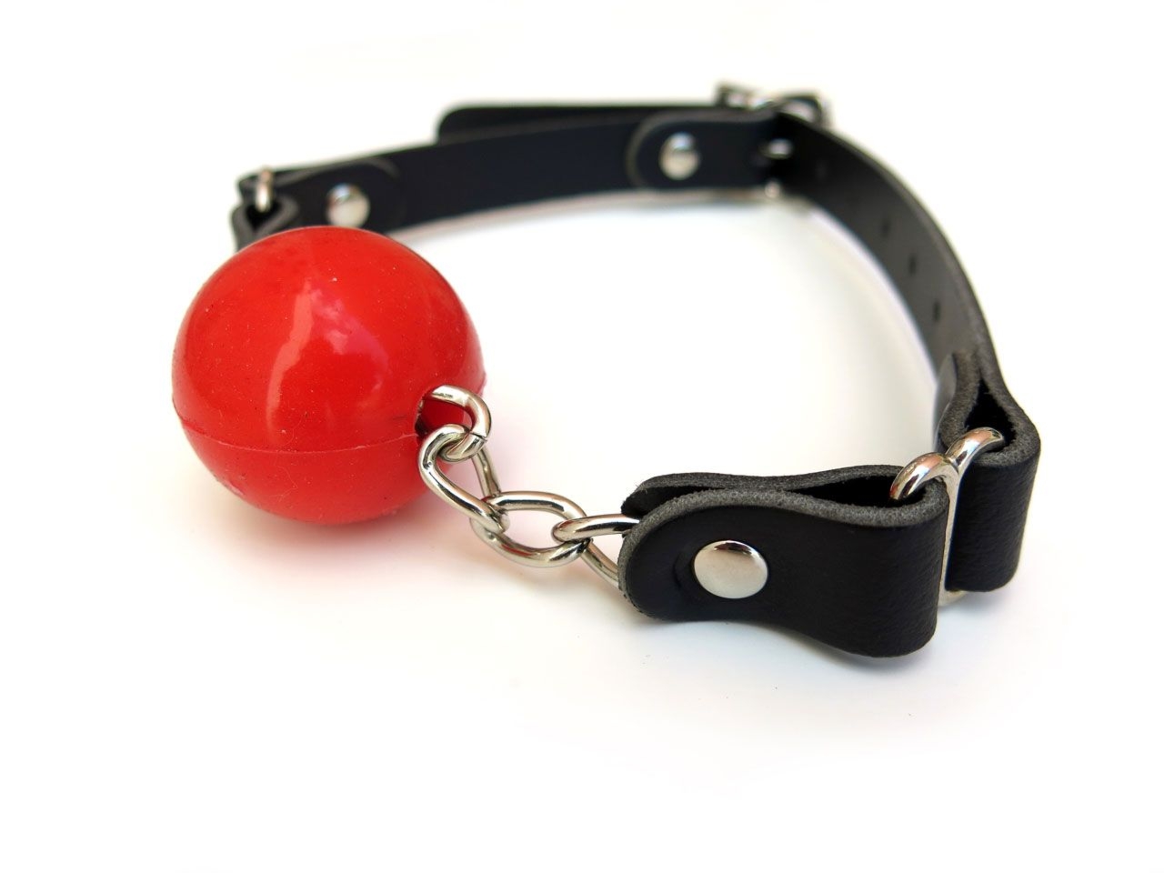 Knebel Lovely Thinkings Buckled Red Ball Gag in Leather