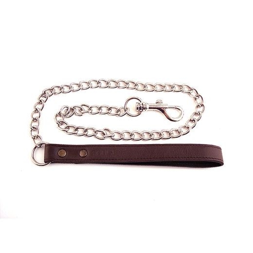 Skórzana smycz z łańcuszkiem BDSM Rouge Leather Lead with Chain Brown