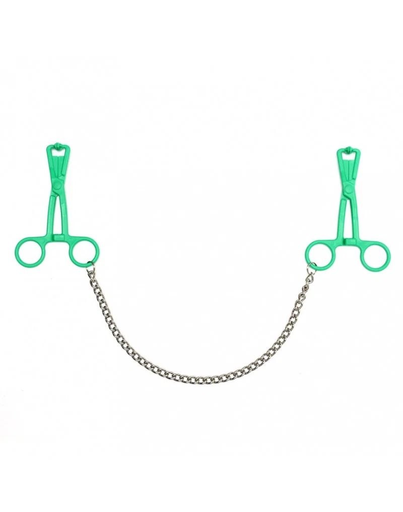 Zaciski na sutki z łańcuszkiem Rimba Scissor Nipple Clamps