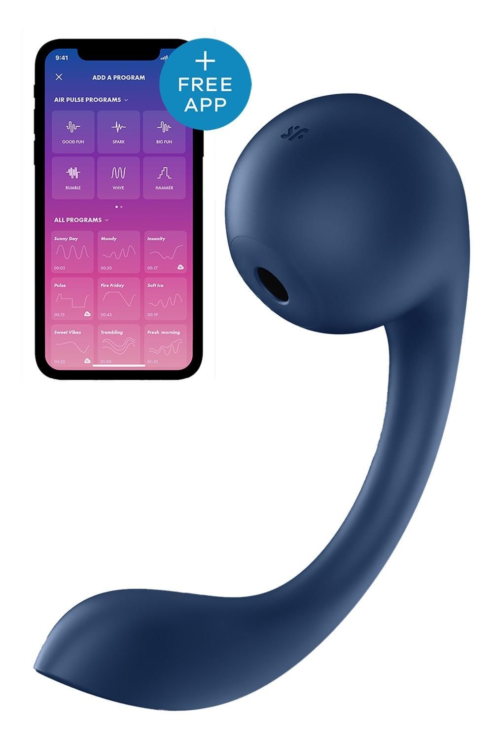Robotyczny wibrator punktu G z masażerem łechtaczki Air Pulse SATISFYER Pro+ Wave 4 Connect App