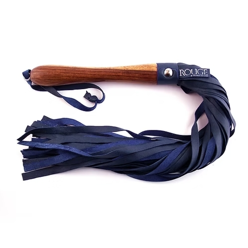 Skórzany flogger z drewnianym uchwytem Rouge Wooden Handle Leather Flogger Blue