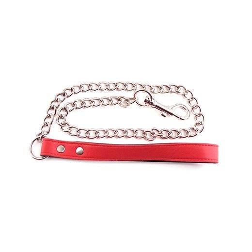 Skórzana smycz z łańcuszkiem BDSM Rouge Leather Lead with Chain Red