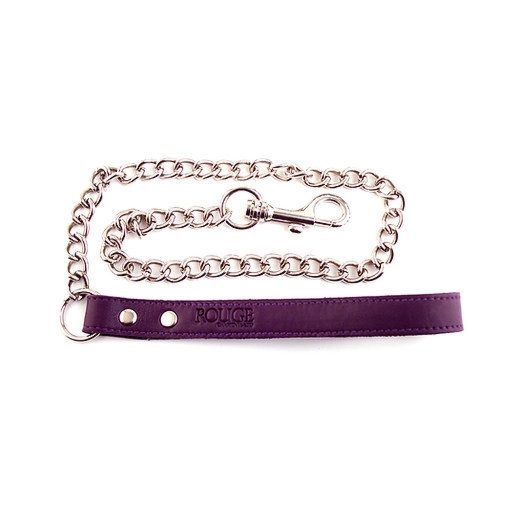 Skórzana smycz z łańcuszkiem BDSM Rouge Leather Lead with Chain Purple