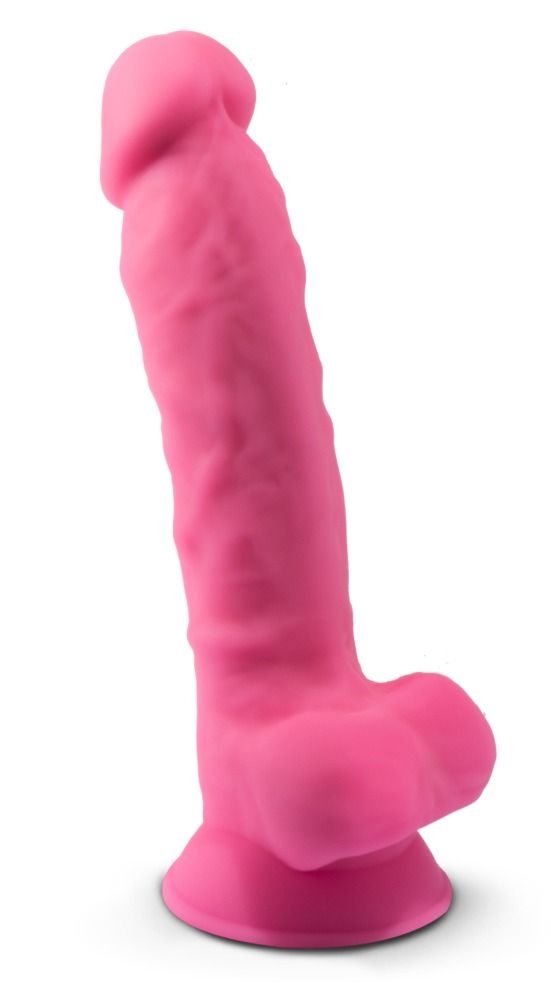 Dildo realistyczne z jądrami SilexD Model 1 Glow in The Dark Pink 7
