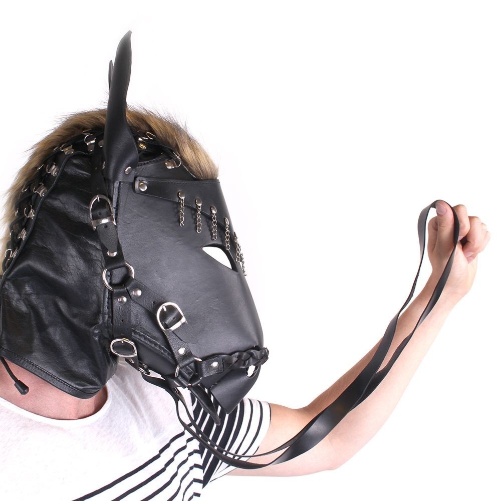 Maska konia BDSM Horse Mask Black Leather