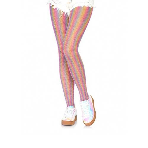 Tęczowe rajstopy Leg Avenue Lurex rainbow fishnet tights