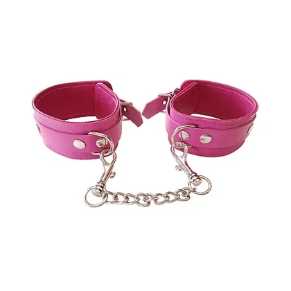 Skórzane kajdanki na nogi BDSM Rouge Leather Ankle Cuffs Pink