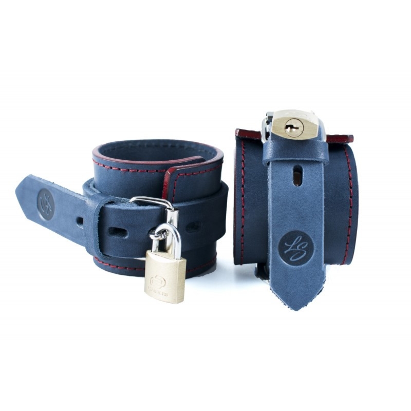 Skórzane Kajdanki Na Ręce True Blue Leather Seduction