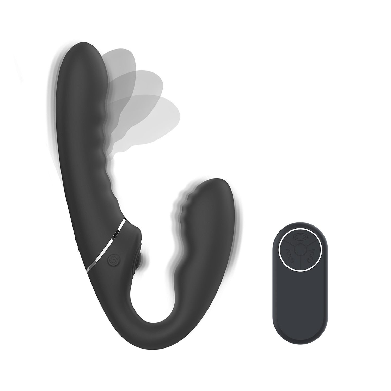 Wibrujący strap-on bez uprzęży zdalnie sterowany No-Parts Tapping Black