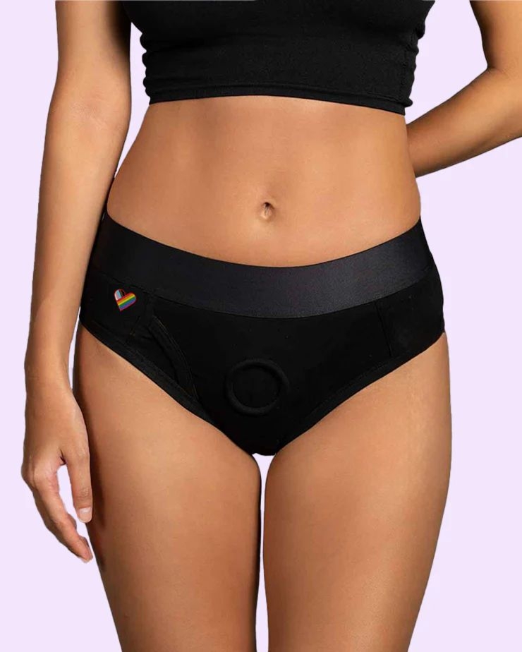 Uprząż bielizna do dildo i pakerów FTM Wet For Her RideHer Briefs O-Ring Harness