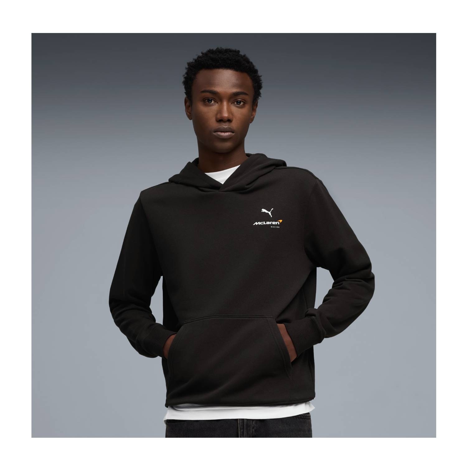 Bluza męska czarna z kapturem Logo McLaren F1 2026