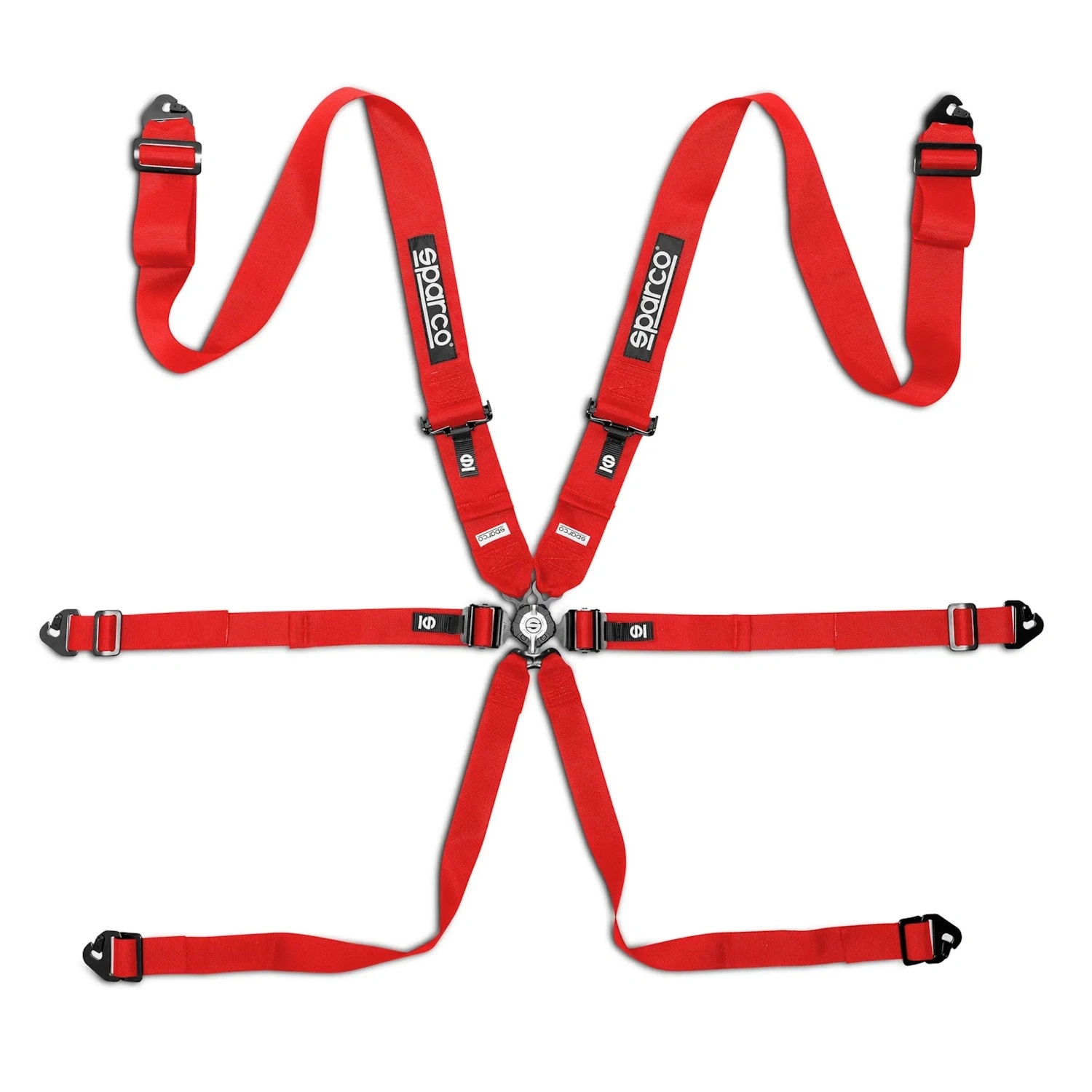 Pasy bezpieczeństwa 6-punktowe Sparco COMPETITION H3PD czerwone (FIA)