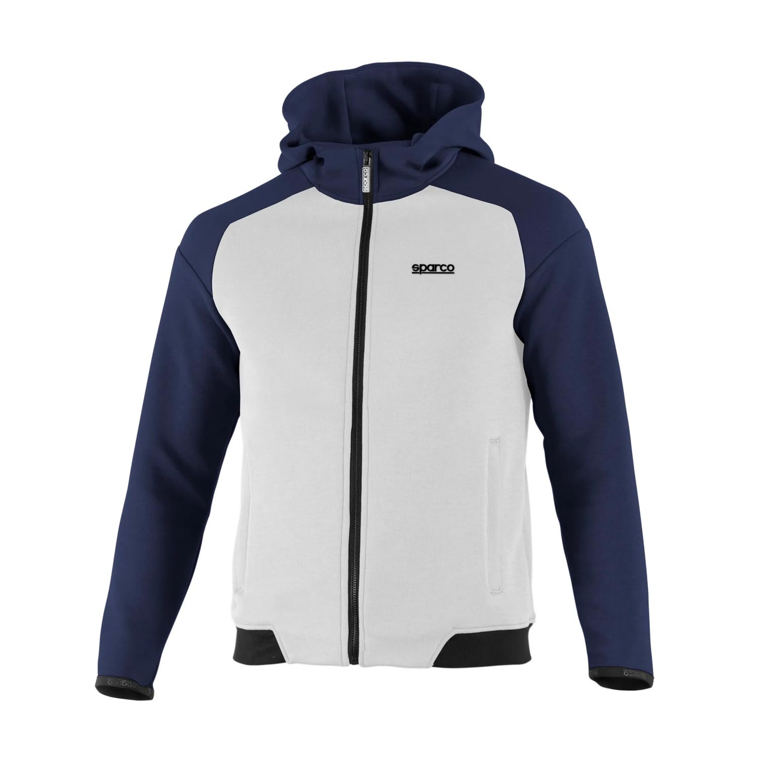 Bluza męska z kapturem Sparco Full Zip MY25 biało-granatowa
