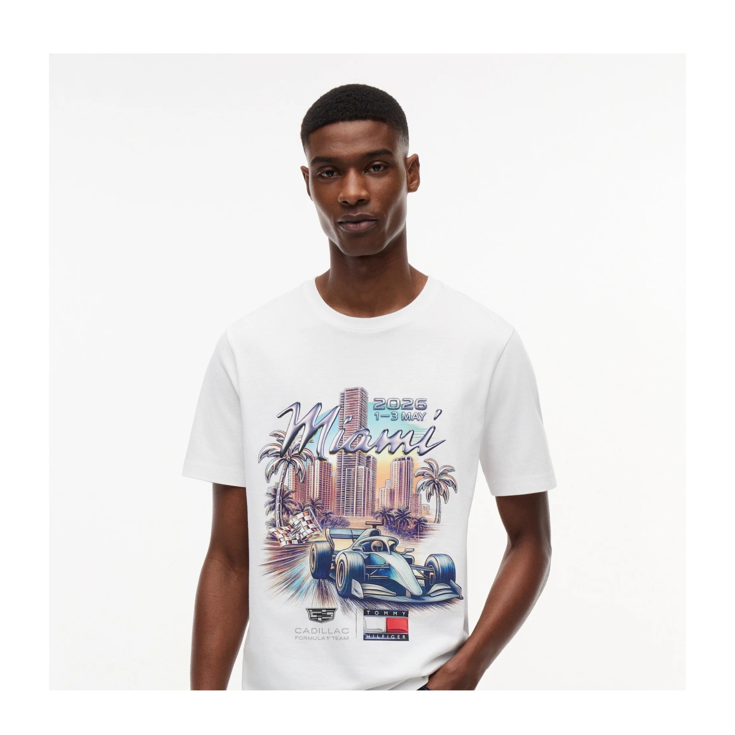 Koszulka męska t-shirt biała Miami Graphic Cadillac F1 2026