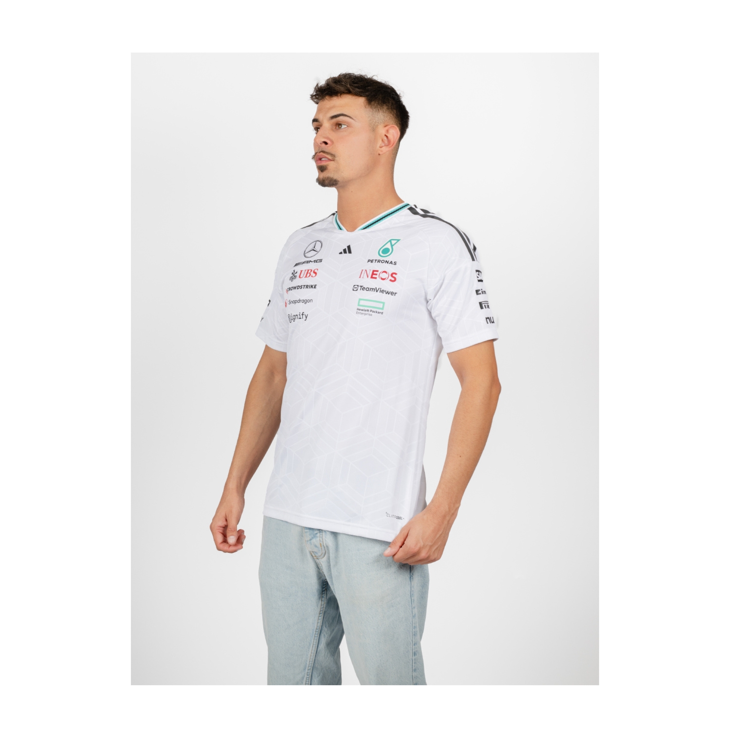 Koszulka t-shirt męska biała Authentic Team Mercedes AMG F1 2026