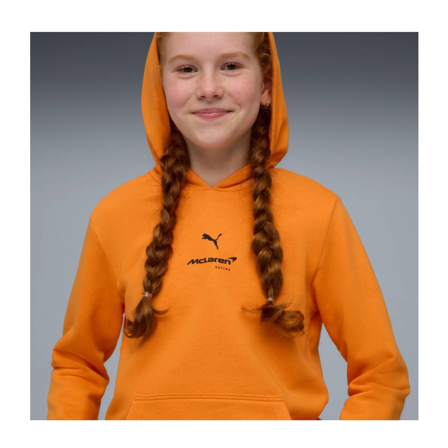 Bluza dziecięca z kapturem pomarańczowa Logo McLaren F1 2026