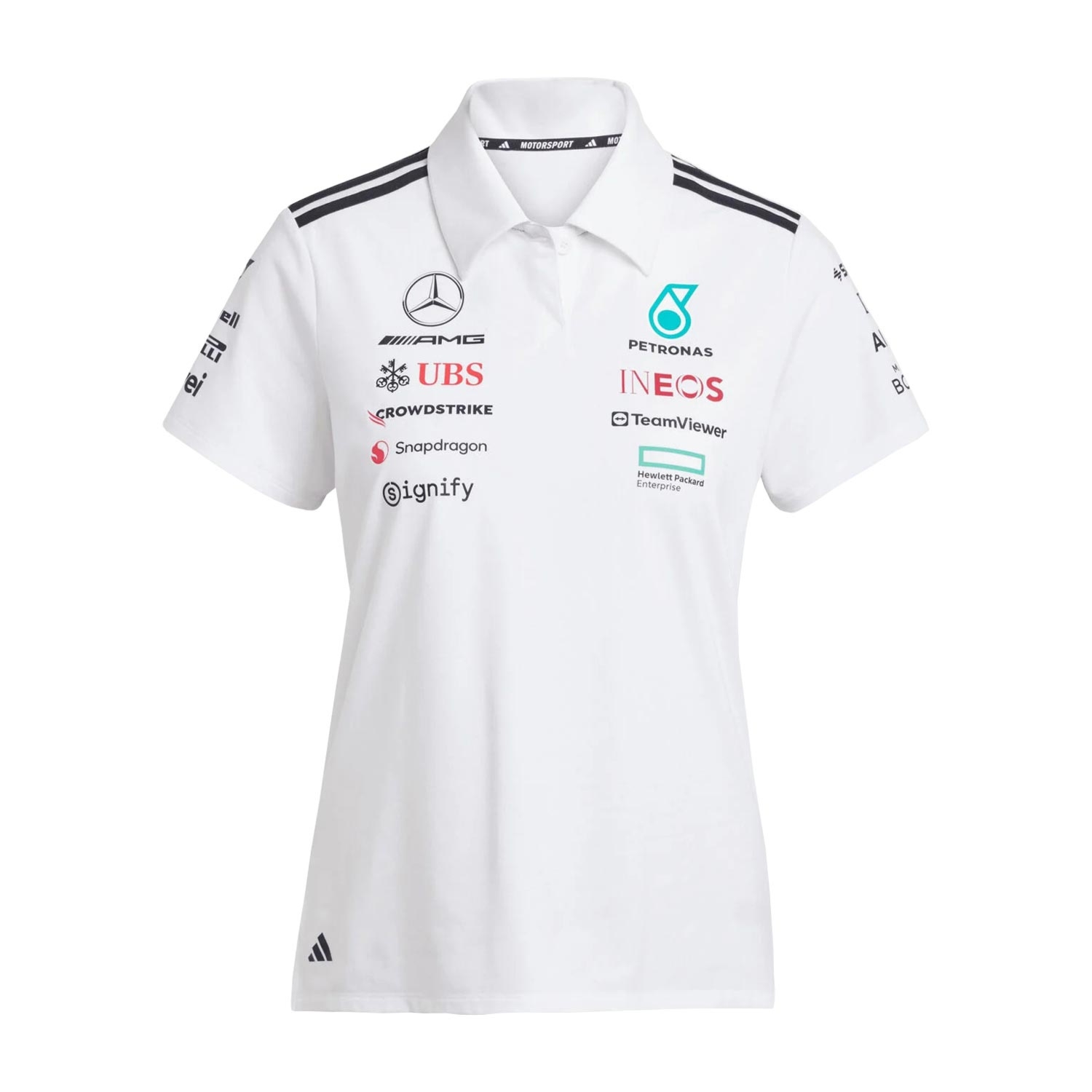 Koszulka polo damska Team biała Mercedes AMG F1 2025